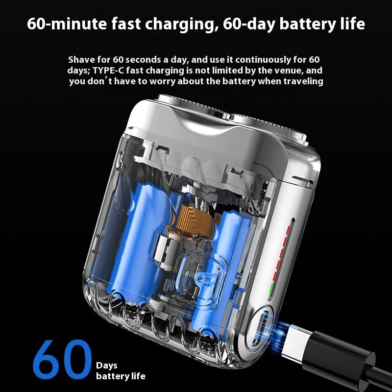 Mini Dual-Ring Electric Shaver – Portable & Rechargeable