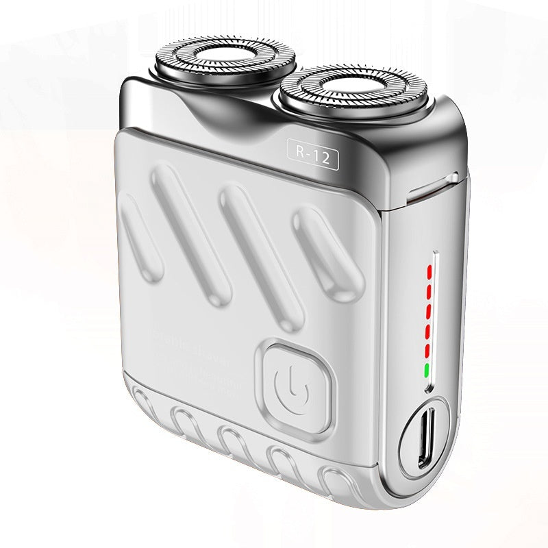 Mini Dual-Ring Electric Shaver – Portable & Rechargeable