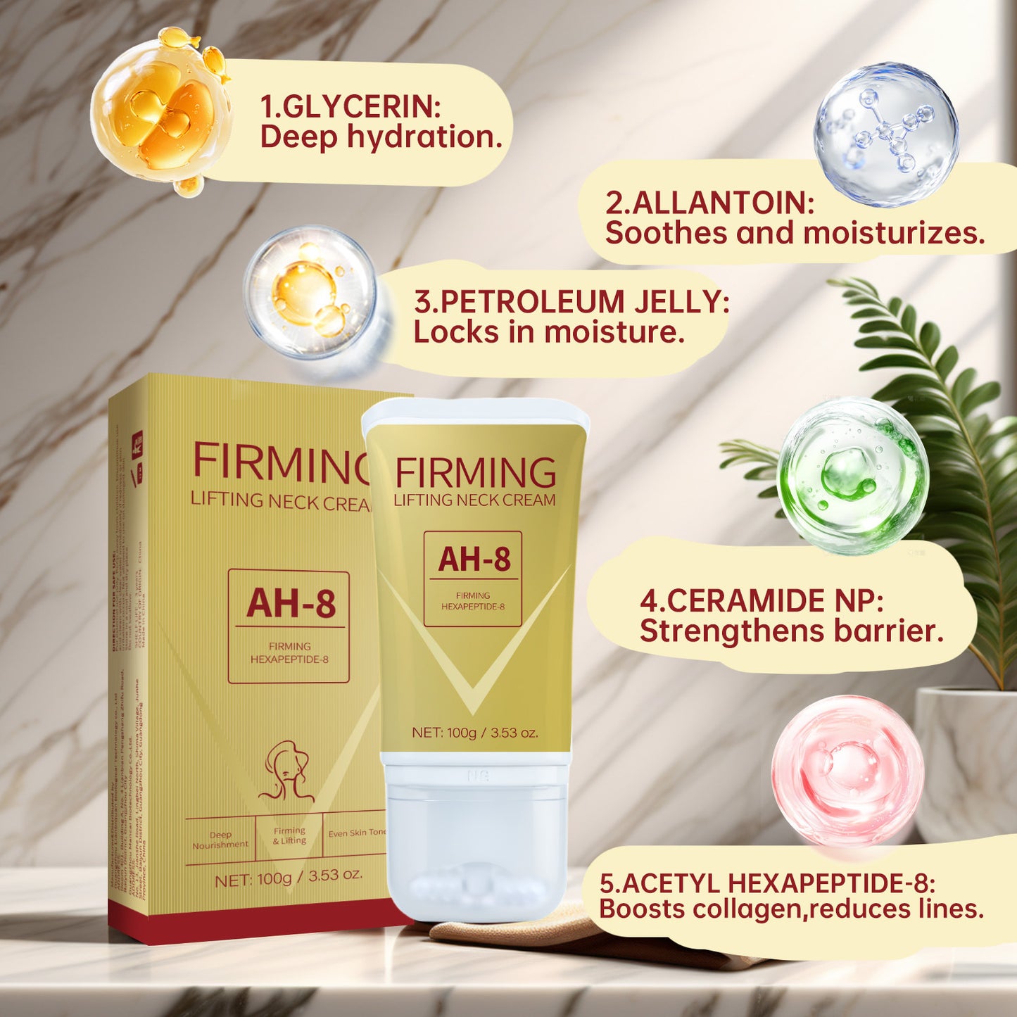 Neck Firming Roller Cream – Lifts, Smooths Lines & Nourishes Skin