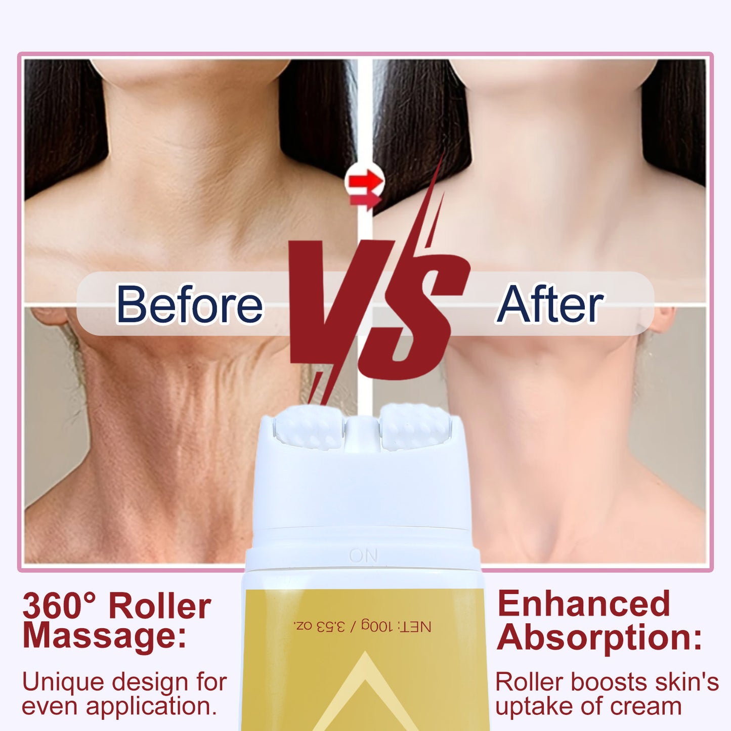 Neck Firming Roller Cream – Lifts, Smooths Lines & Nourishes Skin