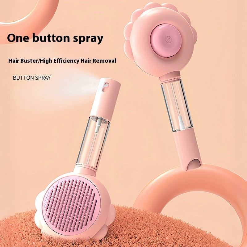 PetGlow™ Grooming Brush – Clean, Comb & Spray in One