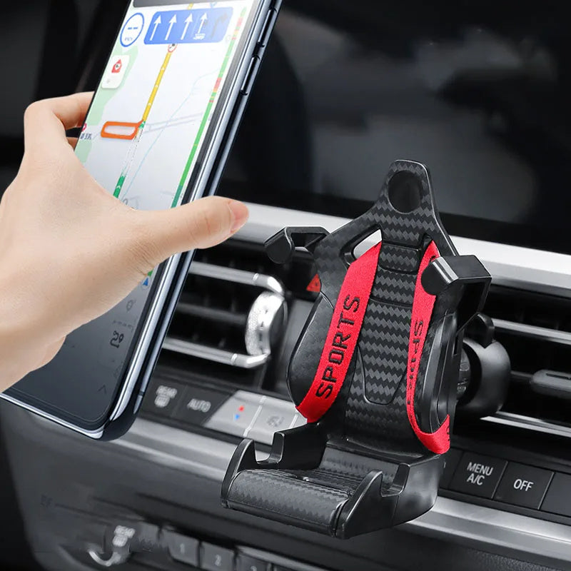 “360° Rotatable Racing Seat Car Phone Holder — Air Vent Clip Mobile Mount