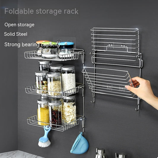 FlexiRack™ – Stainless Steel Folding Punch-Free Bathroom Organizer