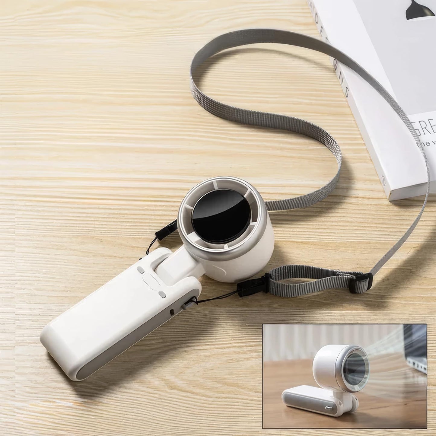 3-in-1 Foldable Neck Fan – Portable Desktop & Handheld Mini Turbo Cooling Fan (180° Rotation)