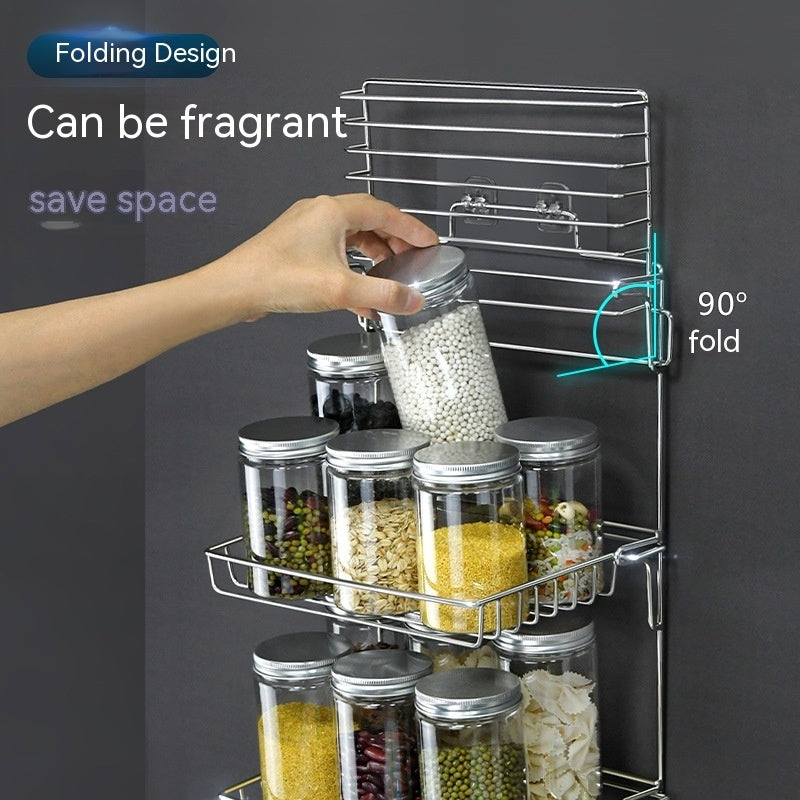 FlexiRack™ – Stainless Steel Folding Punch-Free Bathroom Organizer
