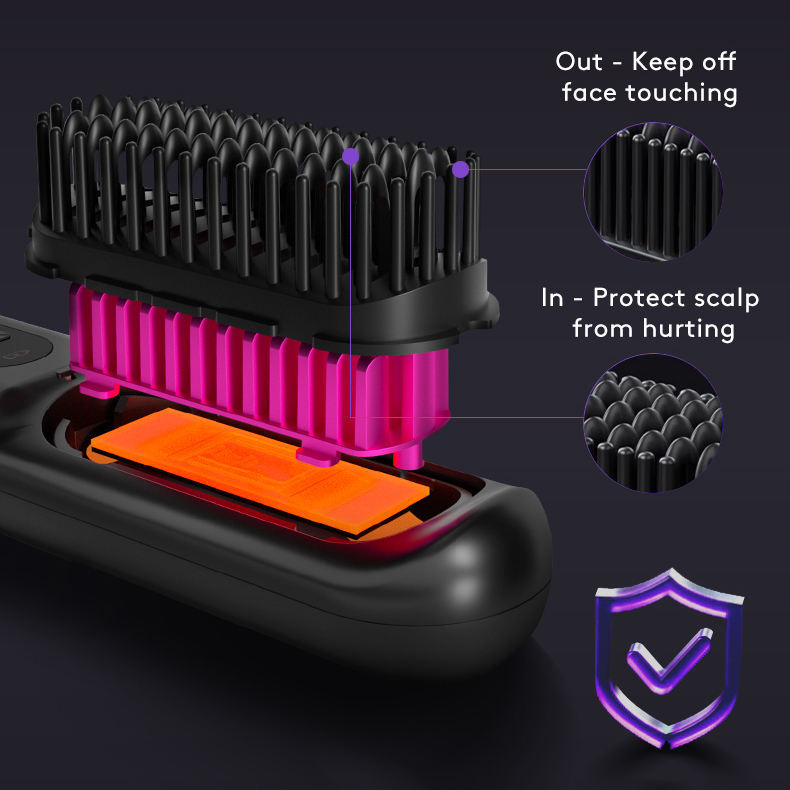 2-in-1 Wireless Hair Straightener & Curler Brush – USB Rechargeable Fast-Heating Styling Tool