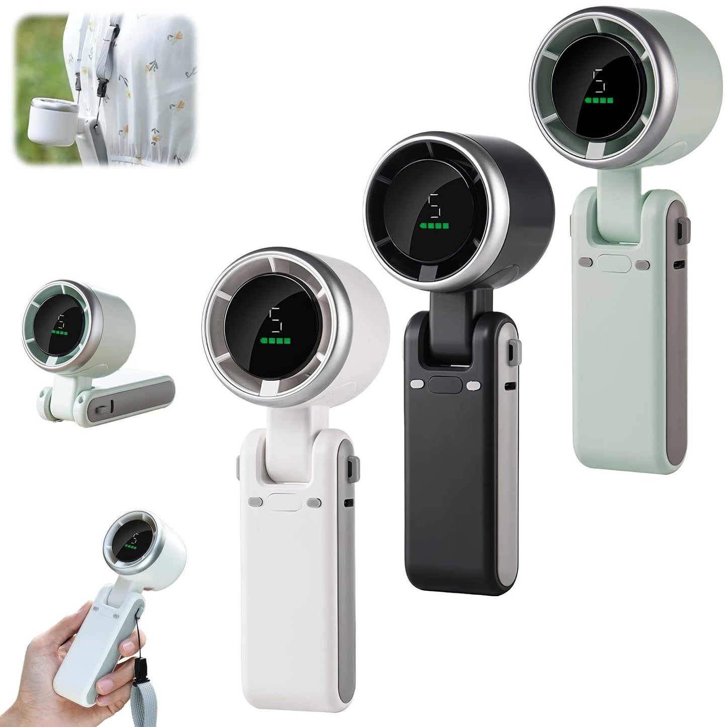 3-in-1 Foldable Neck Fan – Portable Desktop & Handheld Mini Turbo Cooling Fan (180° Rotation)