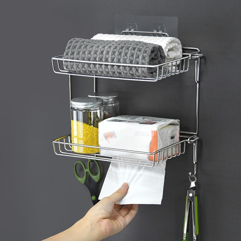 FlexiRack™ – Stainless Steel Folding Punch-Free Bathroom Organizer