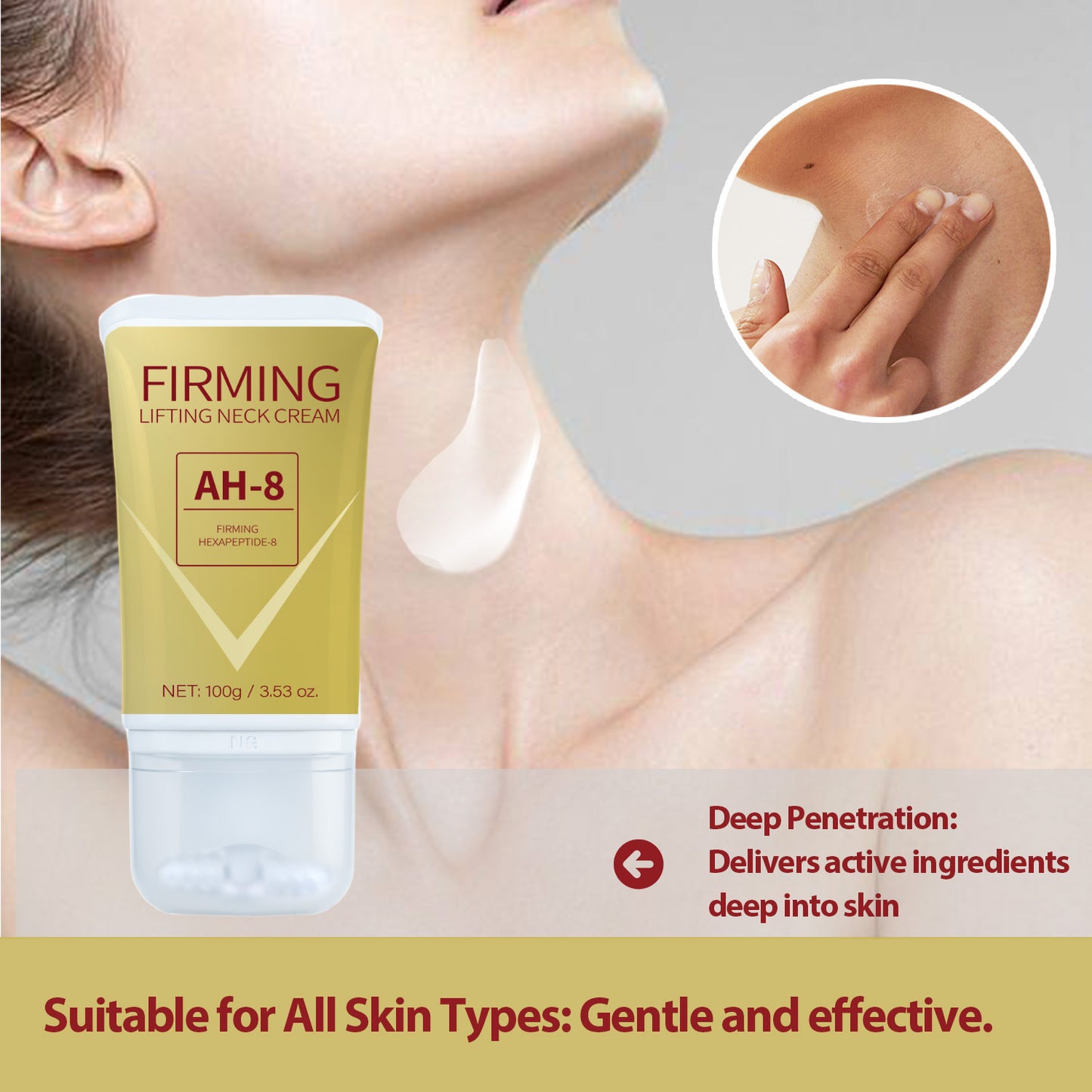 Neck Firming Roller Cream – Lifts, Smooths Lines & Nourishes Skin