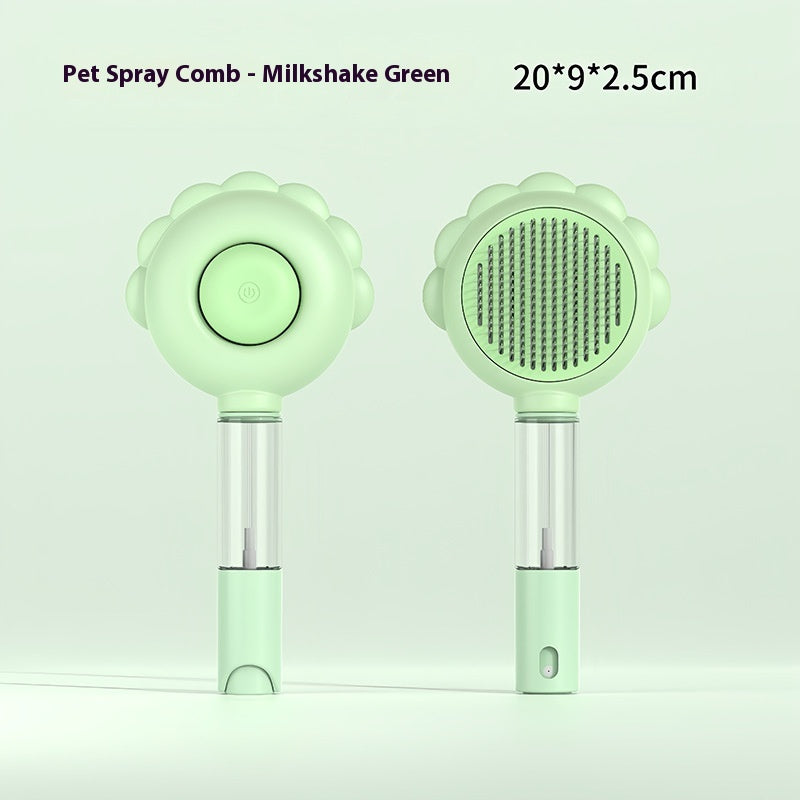 PetGlow™ Grooming Brush – Clean, Comb & Spray in One