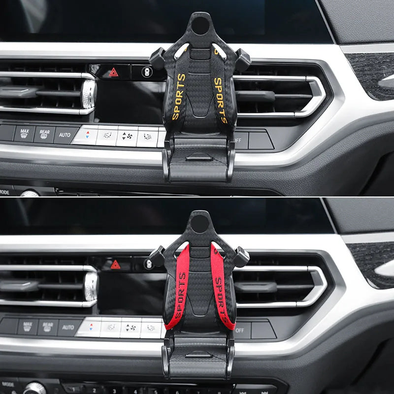 “360° Rotatable Racing Seat Car Phone Holder — Air Vent Clip Mobile Mount