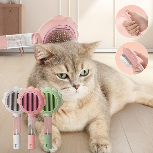 PetGlow™ Grooming Brush – Clean, Comb & Spray in One