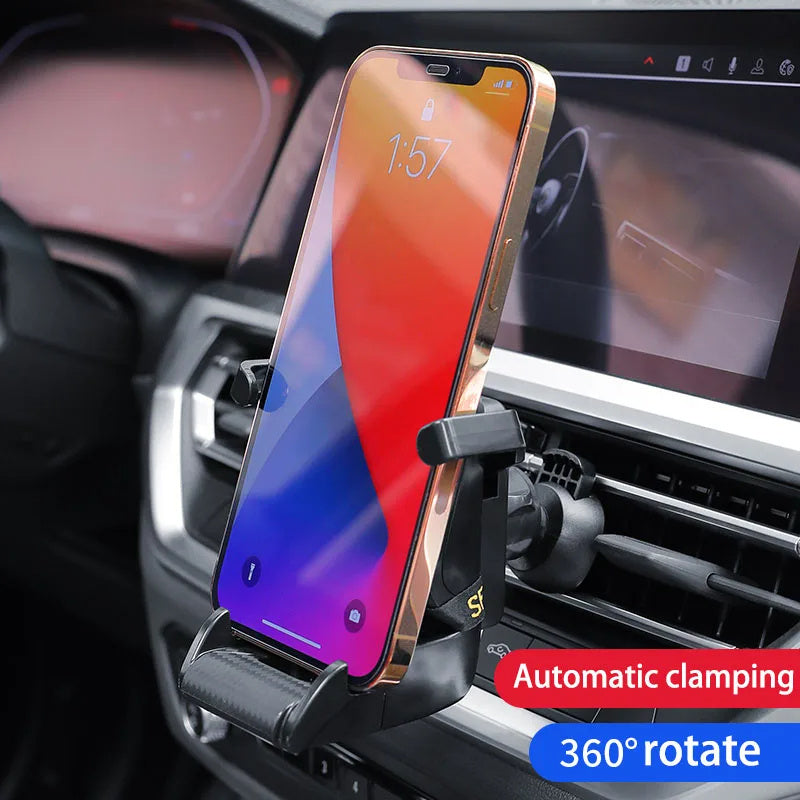 “360° Rotatable Racing Seat Car Phone Holder — Air Vent Clip Mobile Mount