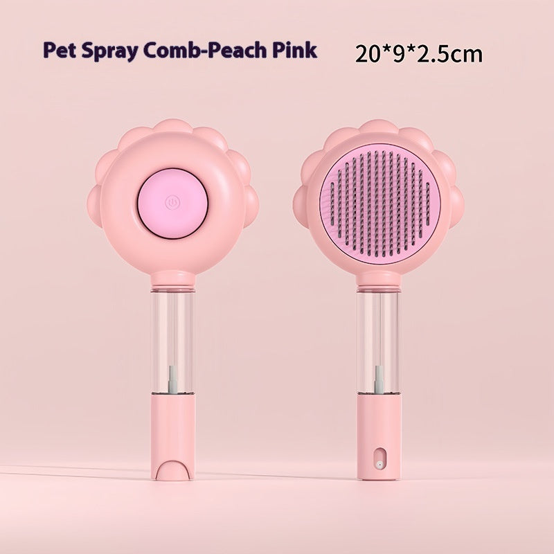 PetGlow™ Grooming Brush – Clean, Comb & Spray in One