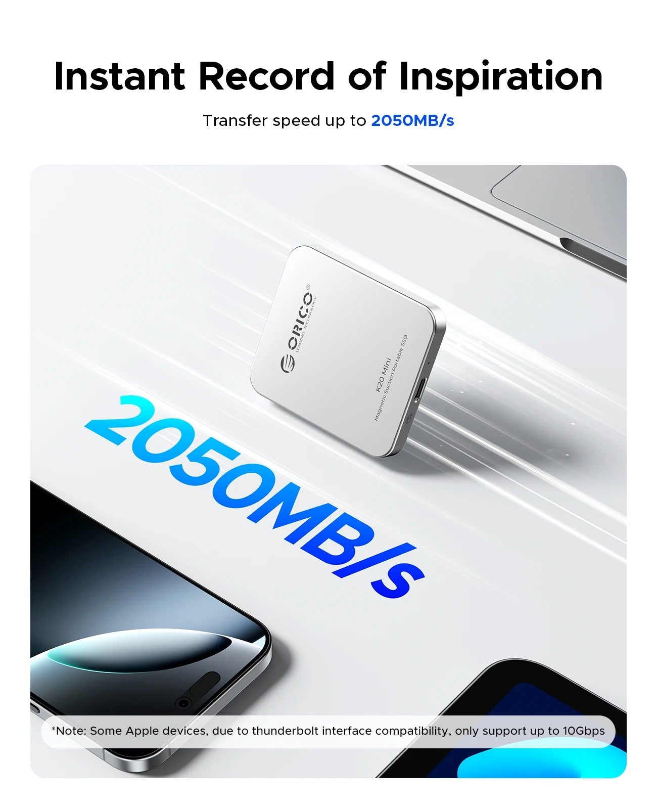 ORICO High-Speed Magnetic SSD – External Storage for iPhone Pro/Max