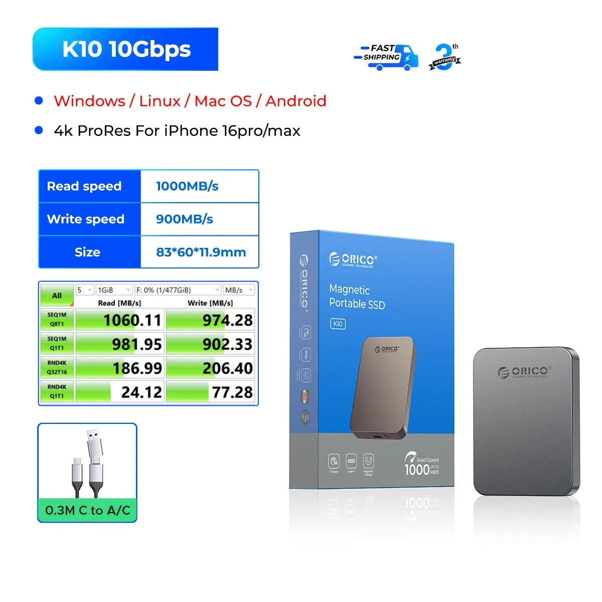 ORICO High-Speed Magnetic SSD – iPhone ProRes & 4K HDR Recording